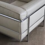 Cassina LC3 Armchairs By Le Corbusier In Cream Leather, Italy 1980s