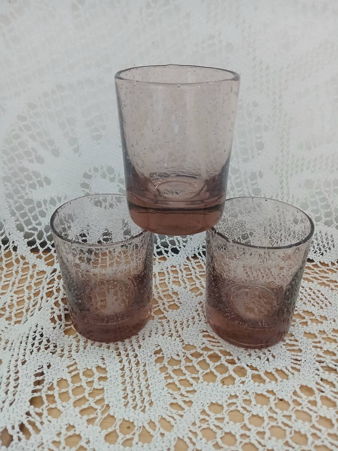 3 bubble glass water glasses