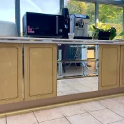 Vintage sideboard with doors and mirror elements – storage furniture