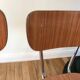 Trio of brown formica chairs 70s