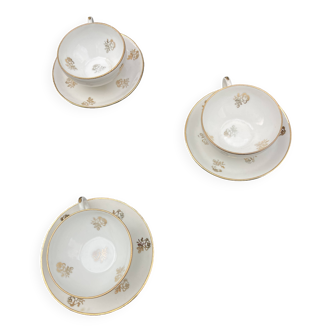 Cups and saucers - Limoges porcelain - Chadelaud