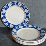 Five dessert plates of Badonviller with flowers