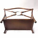 1950s metal magazine rack with imitation leather and bamboo