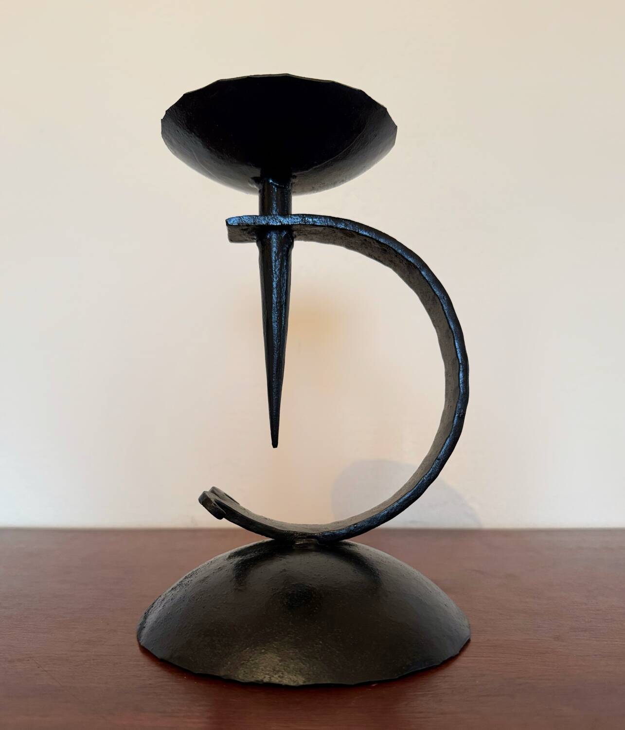 Brutalist wrought iron candle holder from the 60s
