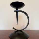 Brutalist wrought iron candle holder from the 60s