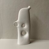 Raw white stoneware vase