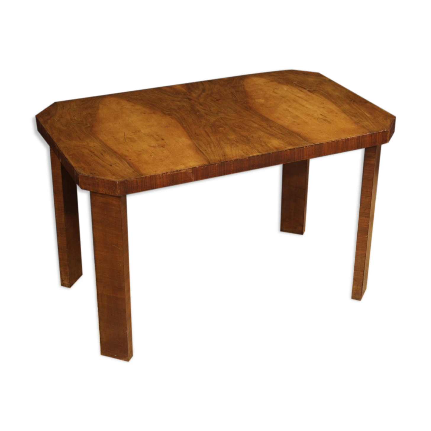 Italian coffee table in walnut wood in Art Deco style