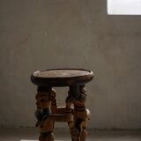 Decorative stool carved from African hardwood / Tribal art piece, mid-20th century