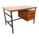 Vintage modernist double-sided desk in mahogany and black metal from the 1960s