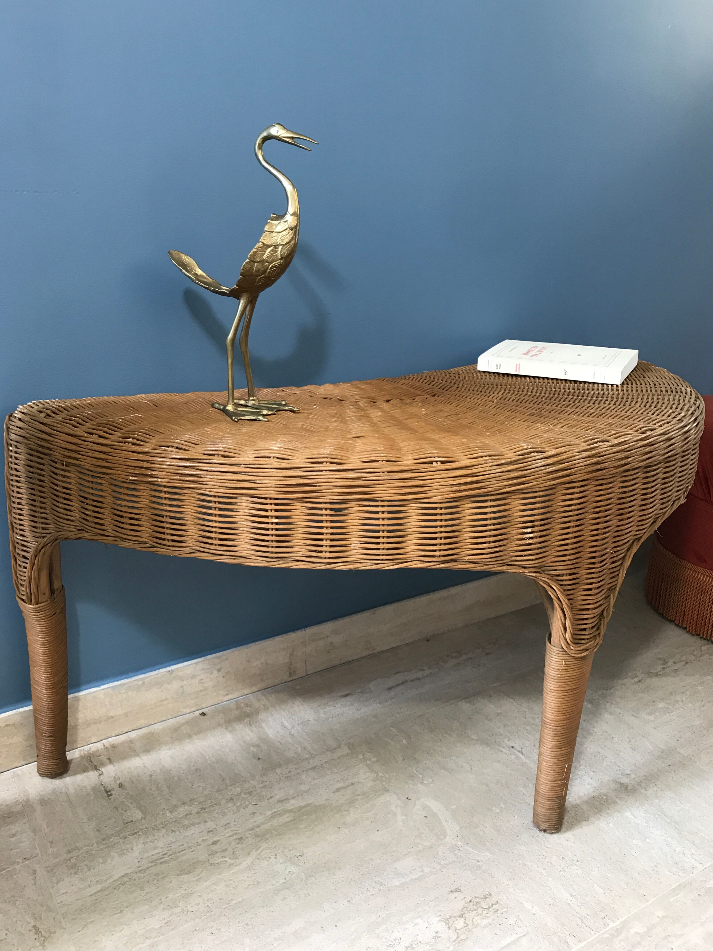 Low table in wicker rattan and bamboo
