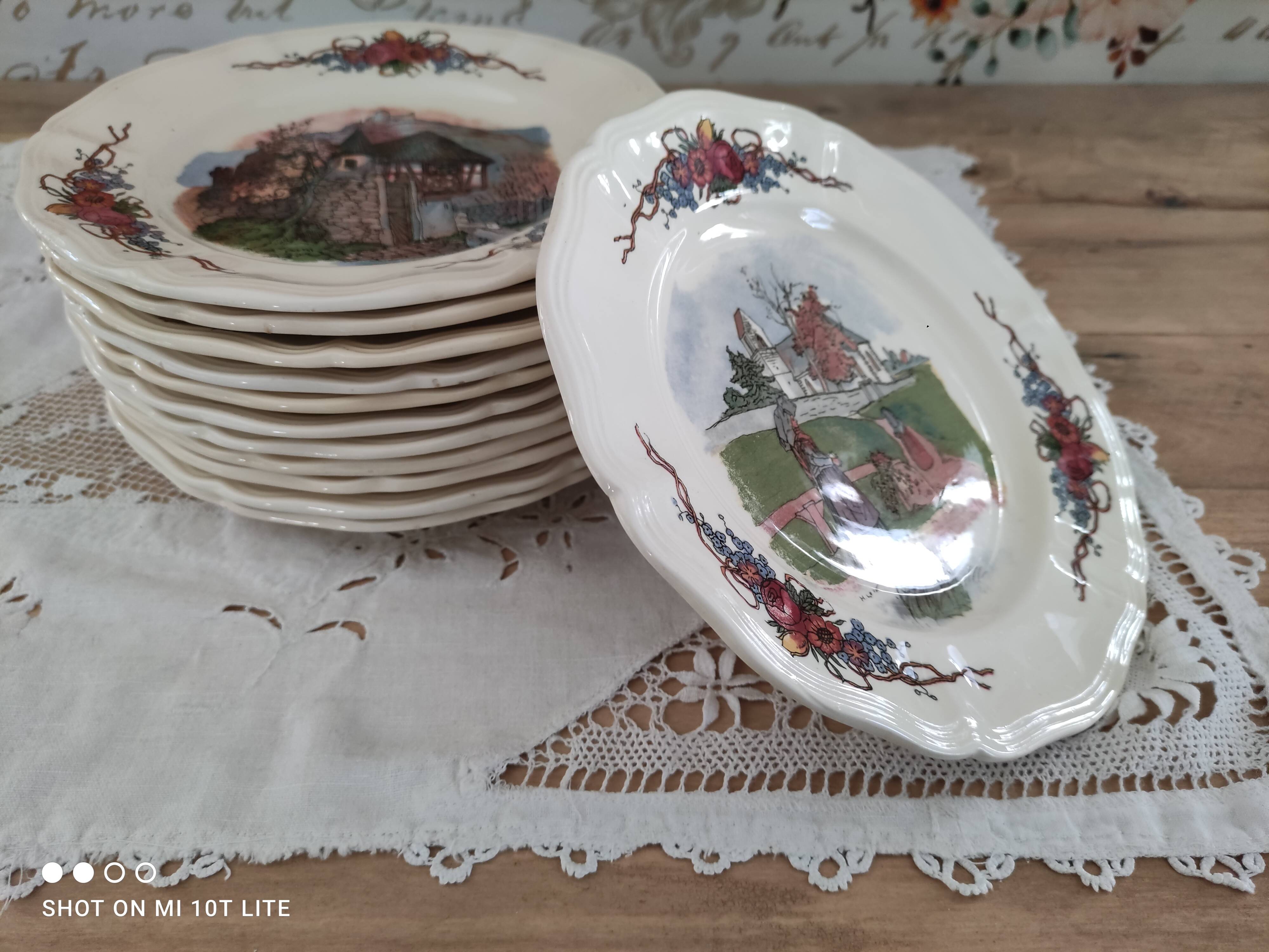 Lot de 12 assiettes à dessert Sarreguemines modèle Obernai