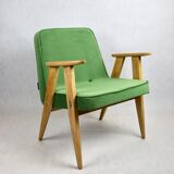 Light green velvet 366 lounge chair by Józef Chierowski, 1970s
