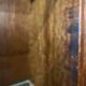 Vintage shallow wall display cabinet in wood / shelf