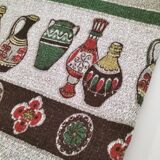 Nappe vintage à décor de poteries stylisées, années 60-70