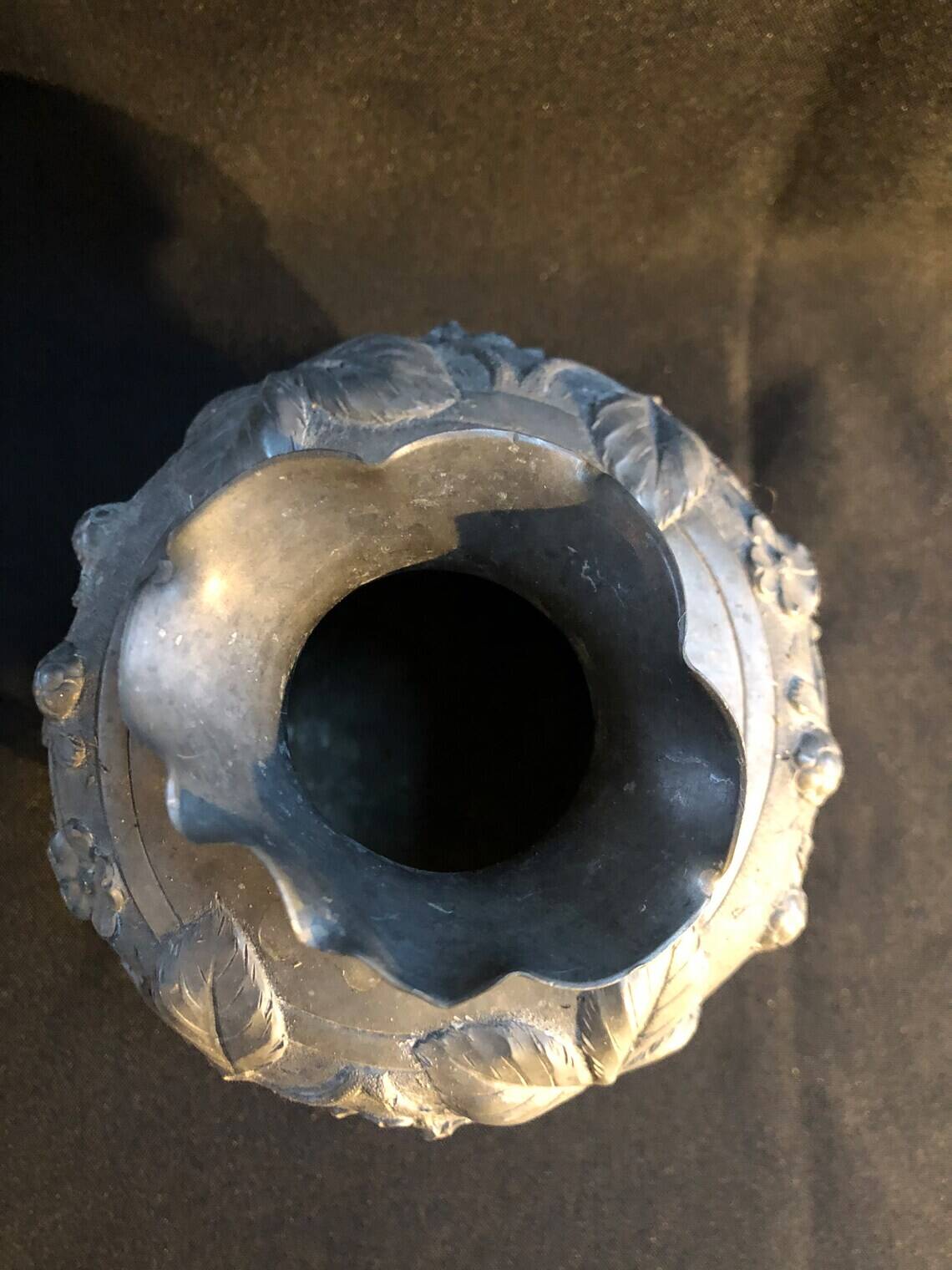 Embossed pewter vase with floral motifs 1930