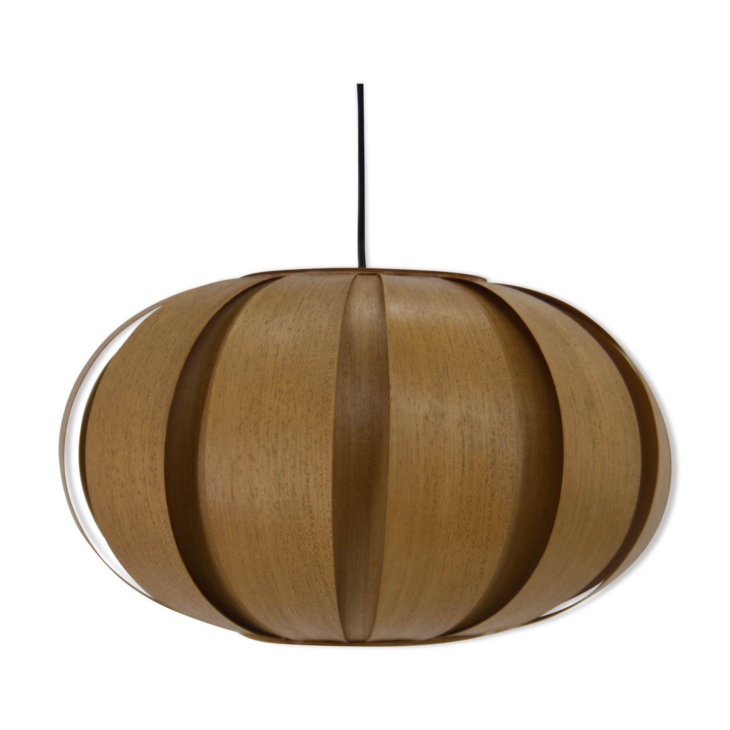 Midcentury Wooden Veneer Pendant, ULUV, 1960s