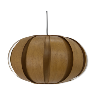 Midcentury Wooden Veneer Pendant, ULUV, 1960s