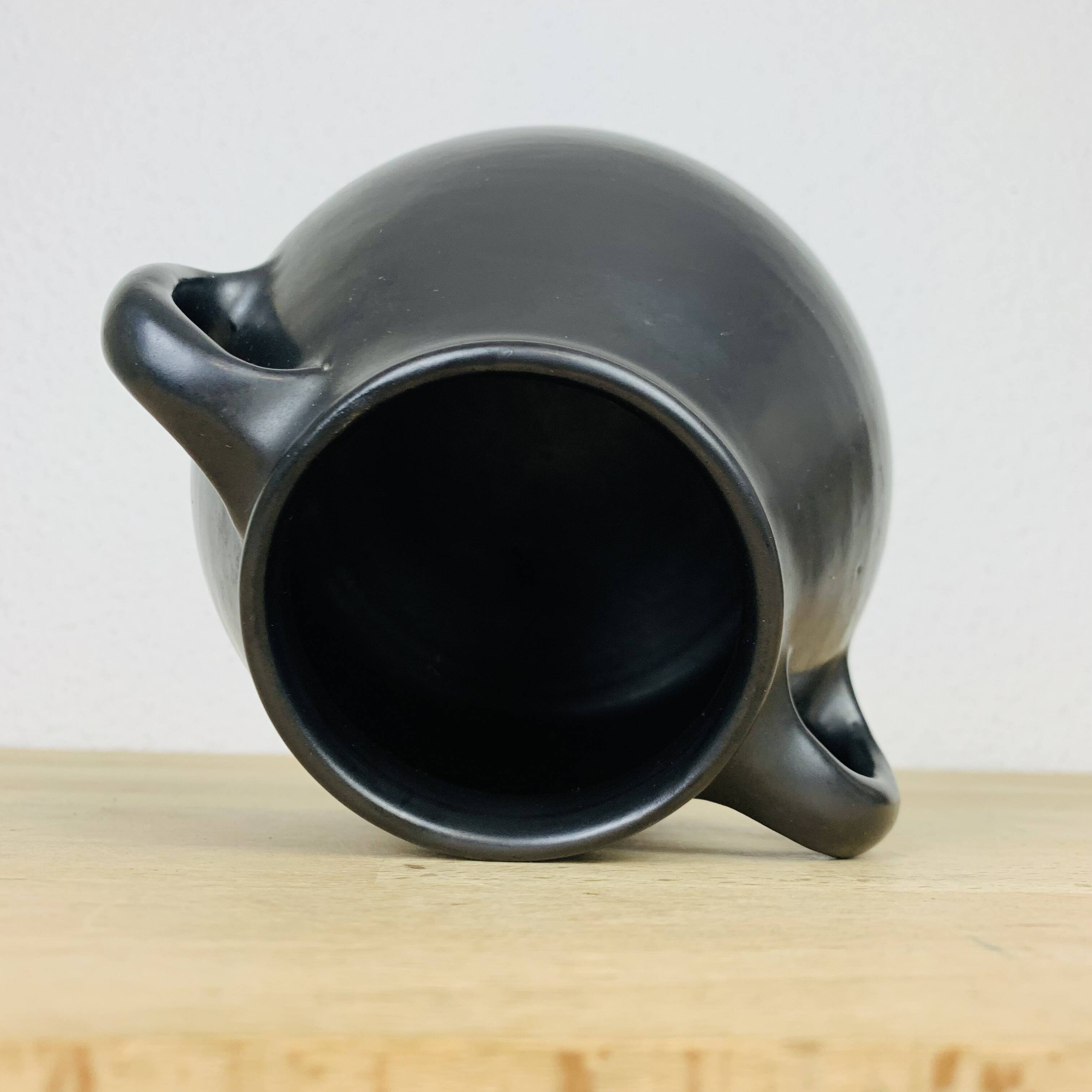 Black ceramic pot-bellied vase from the 50s