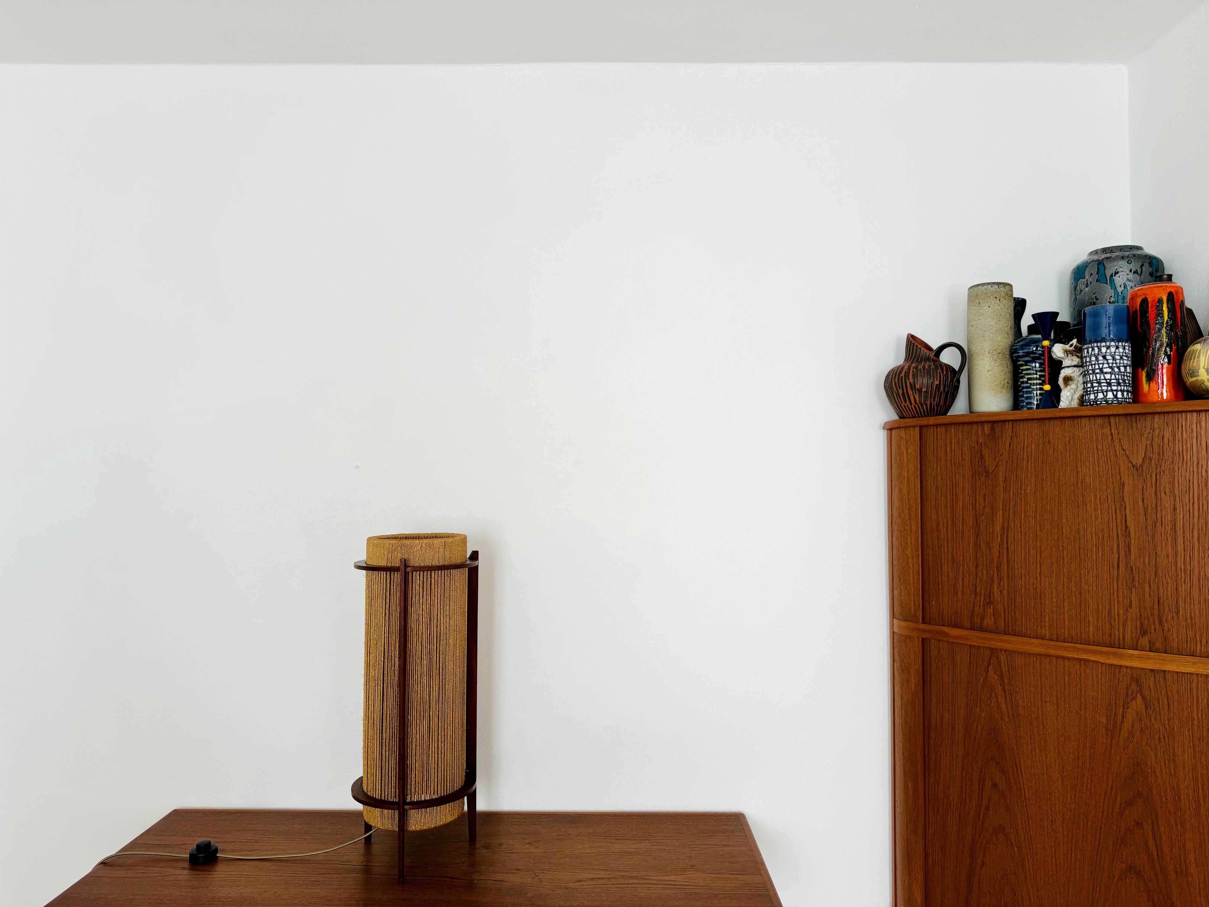 Danish Sisal and Teak Floor or Table Lamp by Ib Fabiansen for Fog and Morup