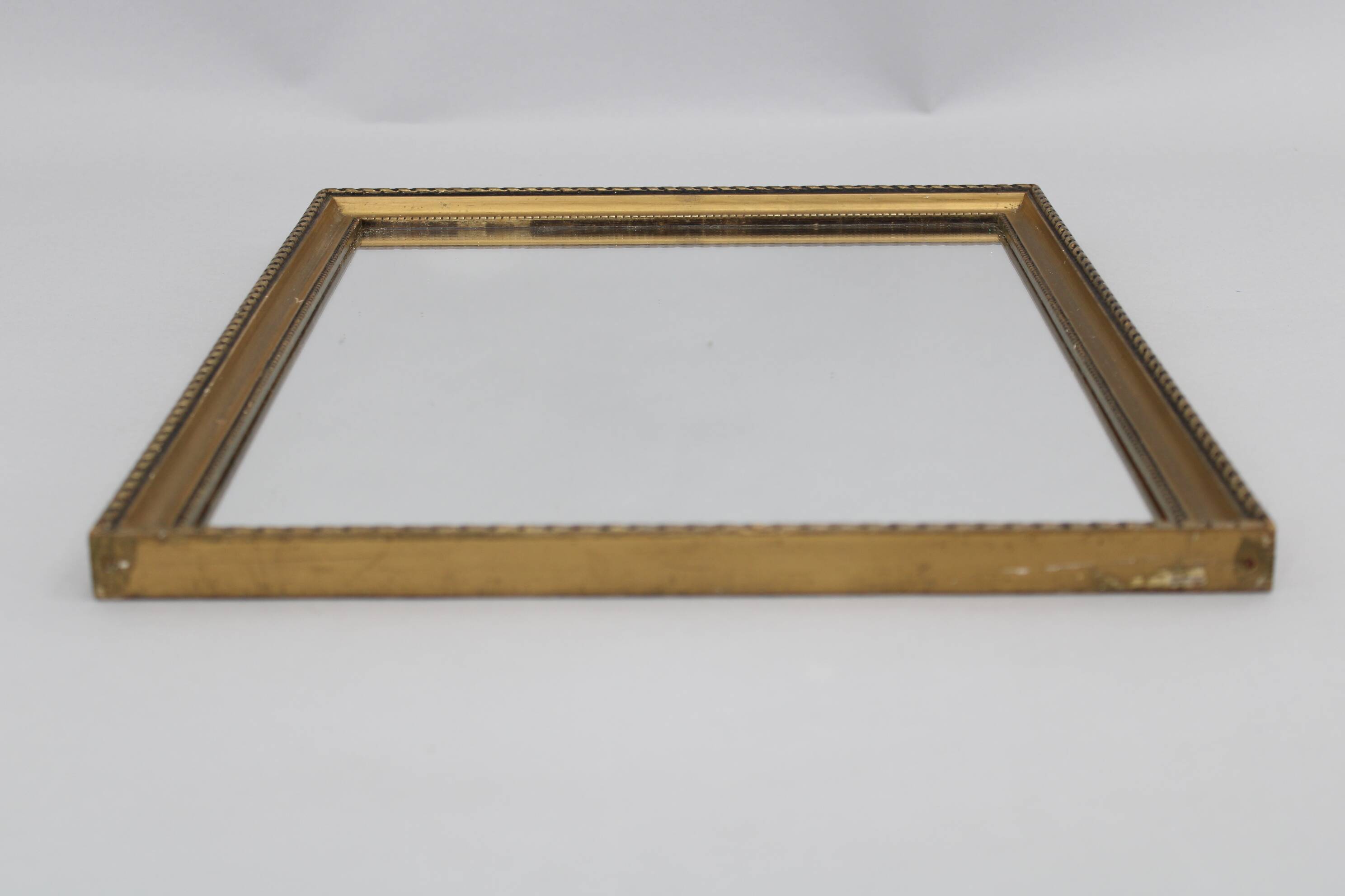 1950s Mirror in Golden Wood Frame