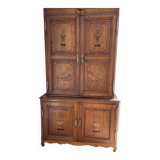 Two-body wardrobe in cherry wood and marquetry