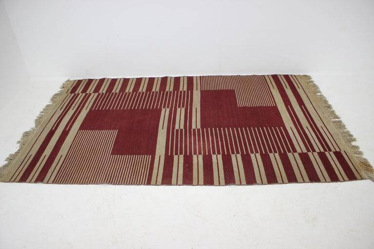 Original Rare Modernist Abstract Geometric Carpet by Antonín Kybal, 1948