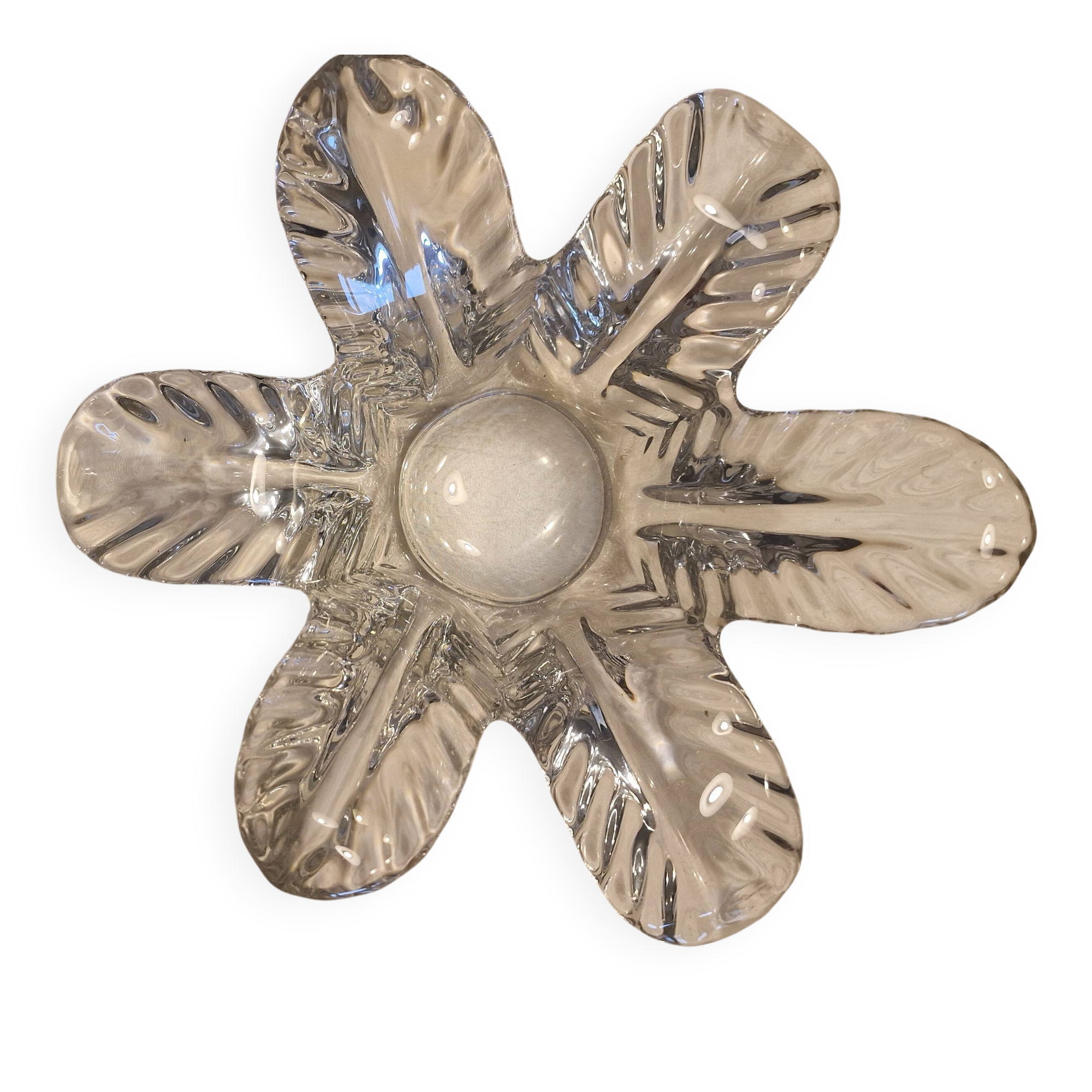 Crystal bowl Art Vannes France – floral design – 1950s–1970s