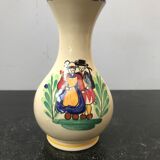 Ancient vase Quimper ceramics painted made a france vintage