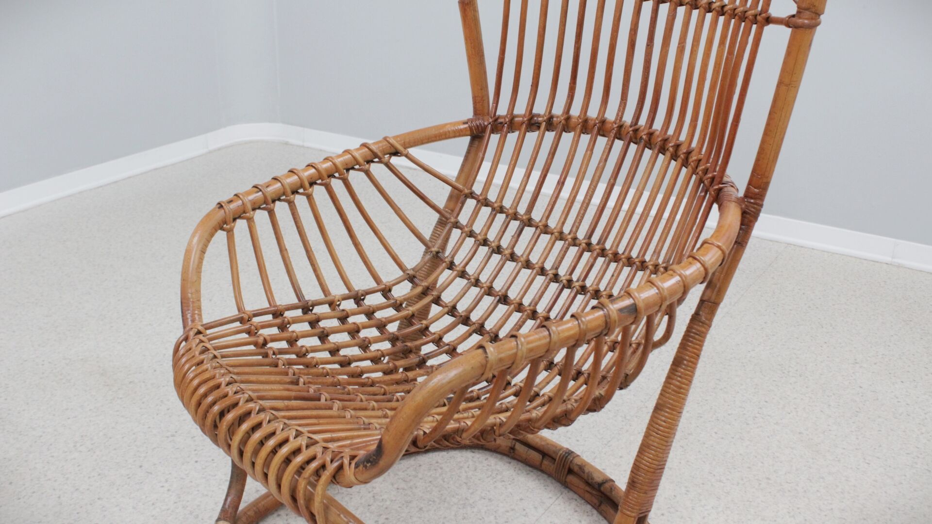 Set of 2 rattan chairs Tito Agnoli Bonacina 1960s