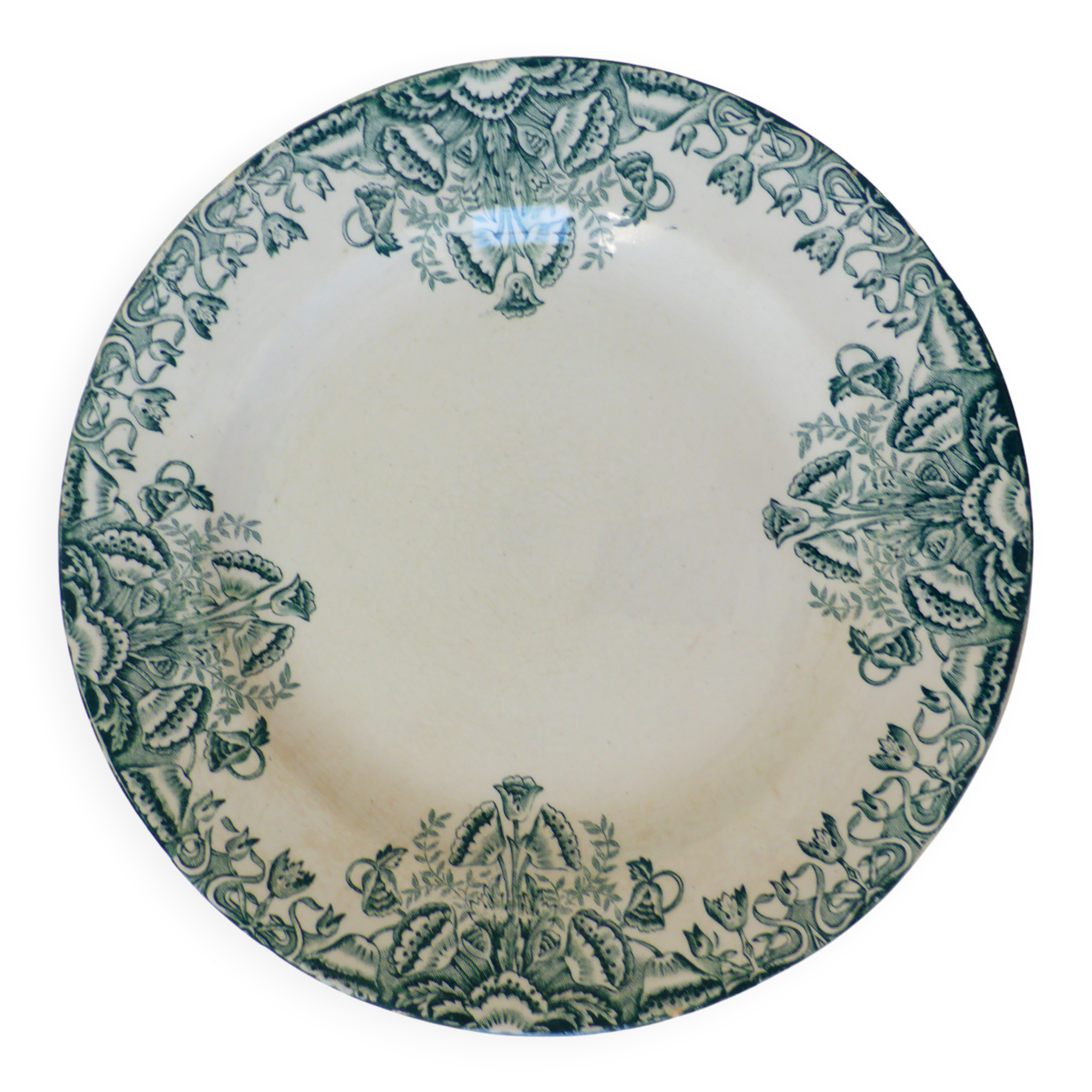 1 round vintage plate A. Lebacqz and M. Bouchart floral pattern 2106213