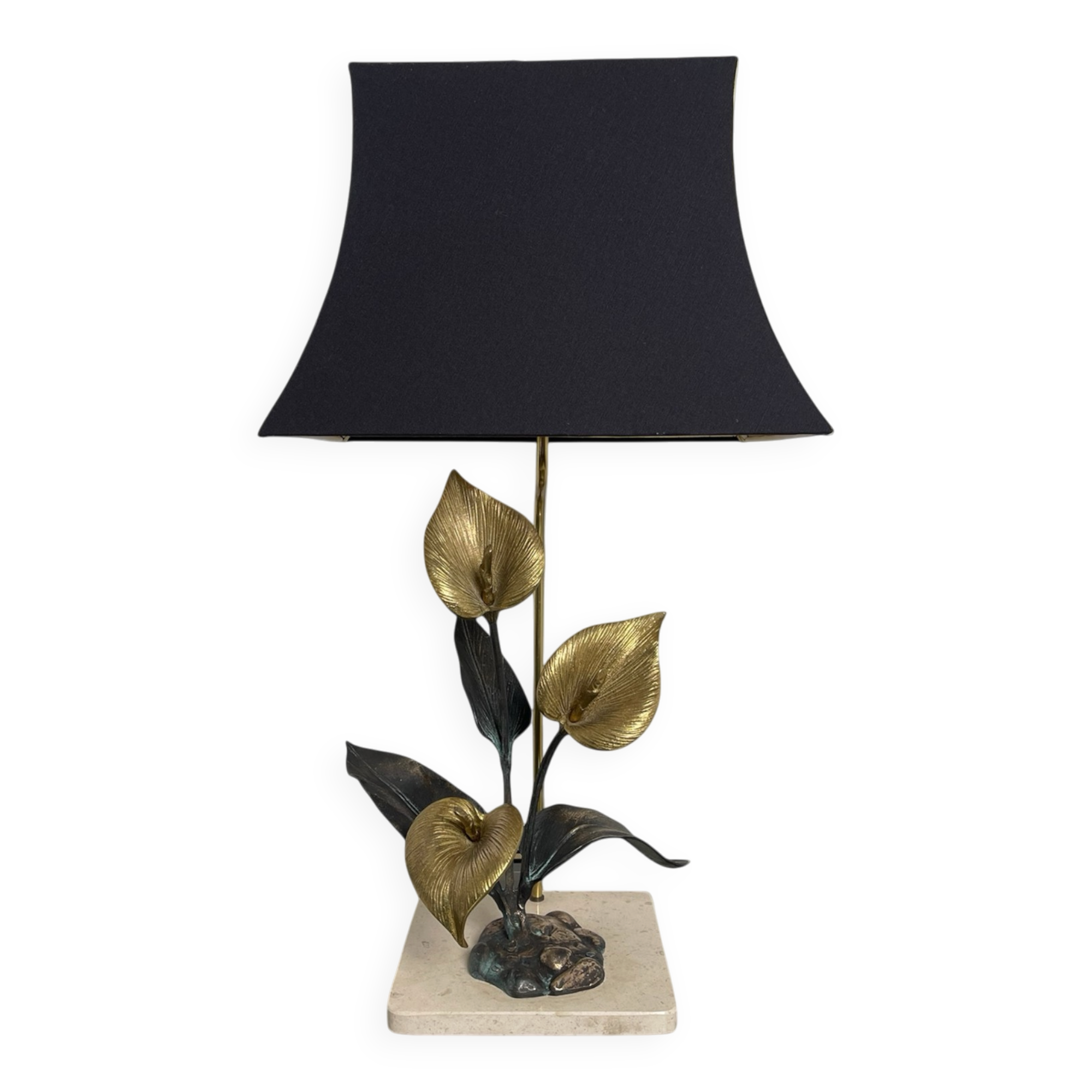 Lampe florale bronze 1970