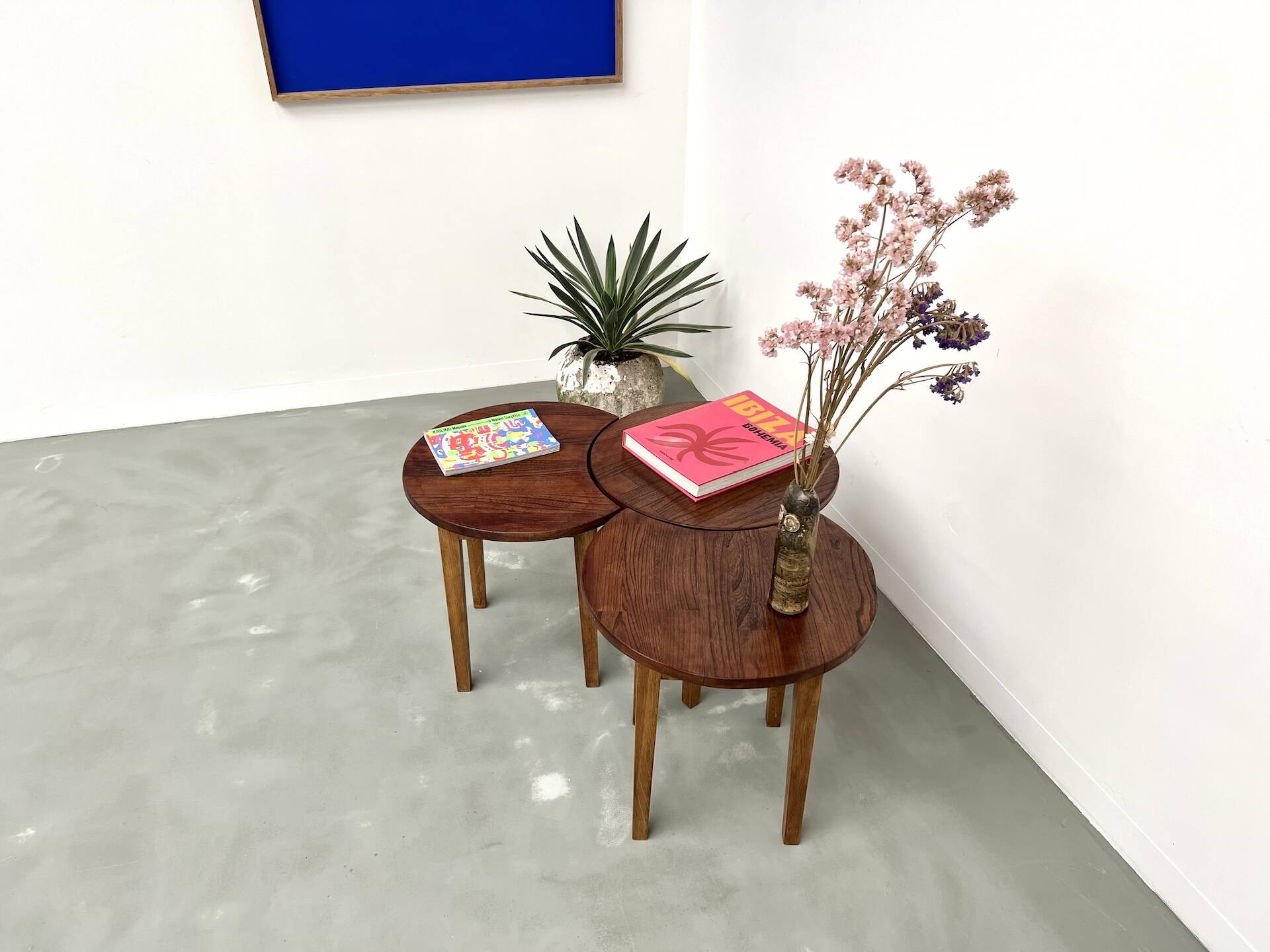 Set of 3 half-moon coffee tables, Denmark, 1960s