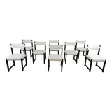 Set of 8 brutalist dining chairs by Emiel Veranneman for Decoene, 1970s