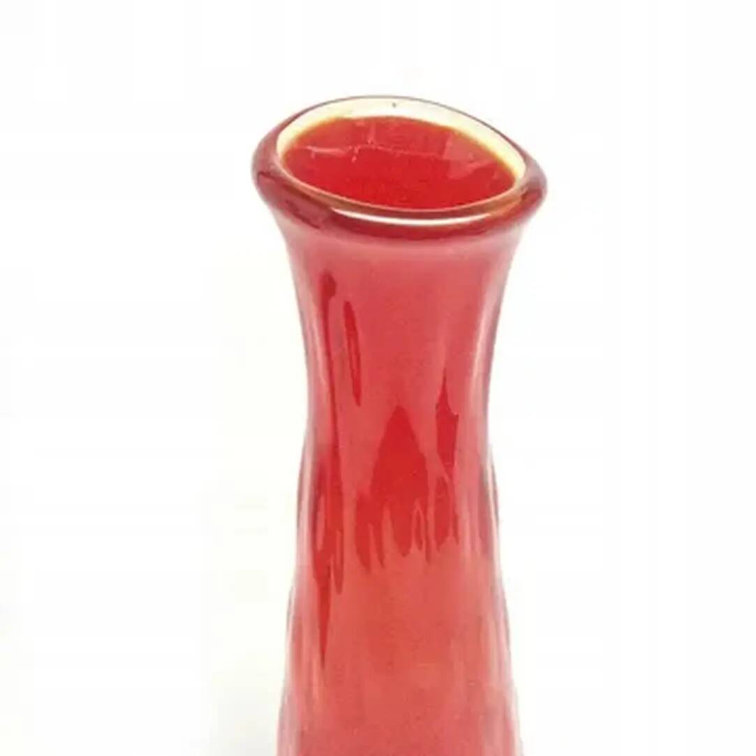 Bean vase, red glass, Ząbkowice, Poland, 1970s