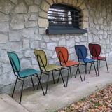 5 vintage skai metal chairs 60 years