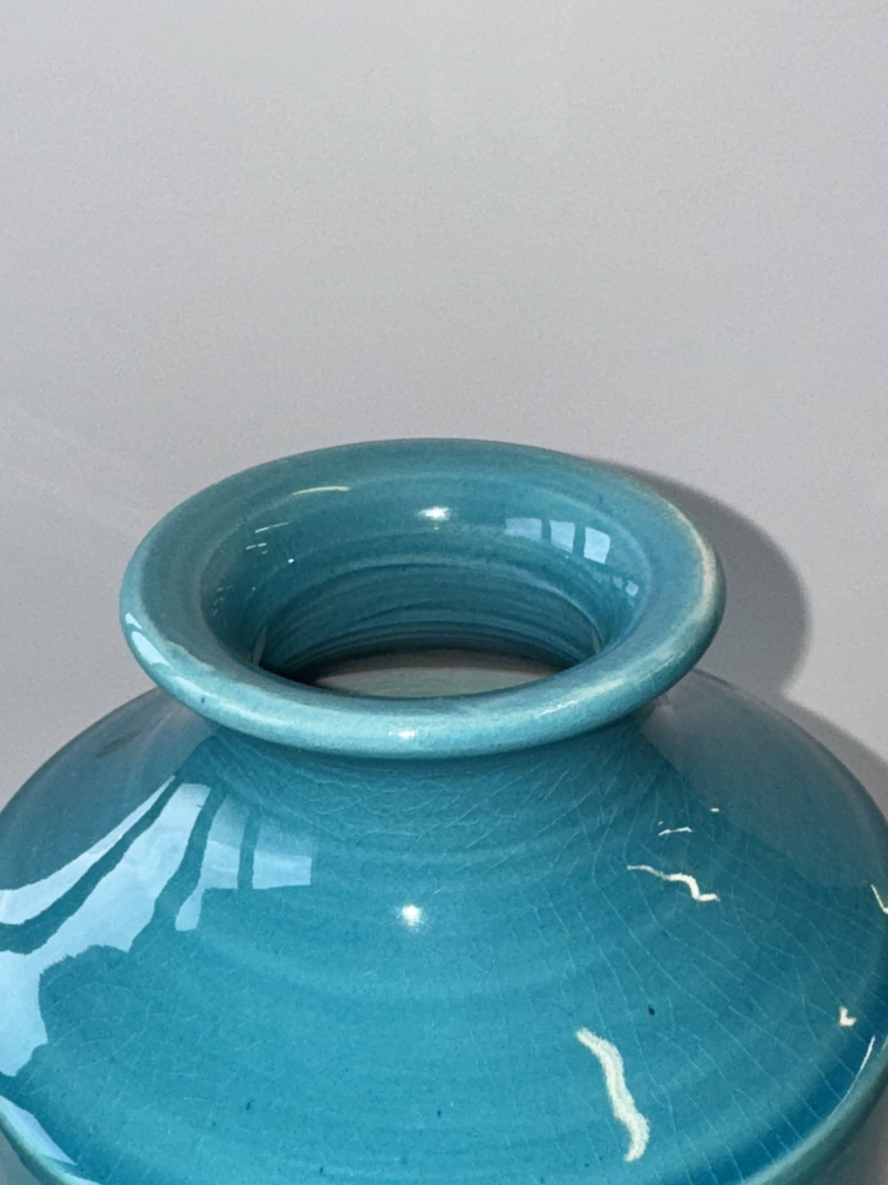 Turquoise blue vase H25.5