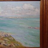 Large seascape cliffs oil on panel framed Paul RUBEN (1882-19
