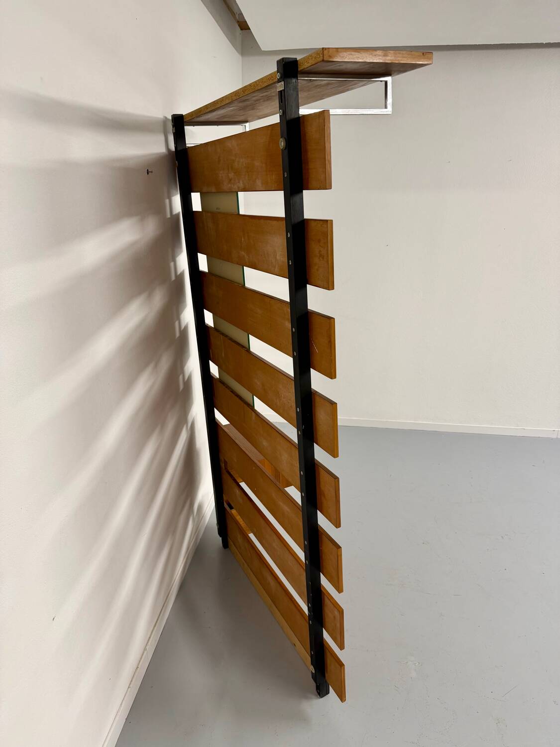 Scandinavian design teak wall unit with entrance door from the 70s