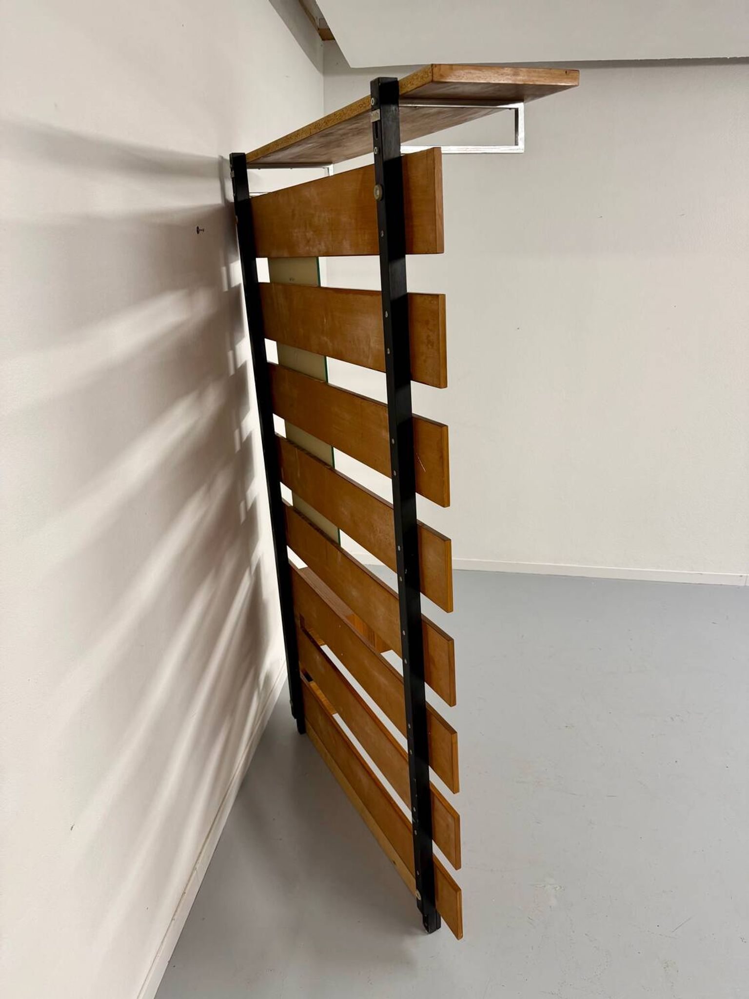 Scandinavian design teak wall unit with entrance door from the 70s