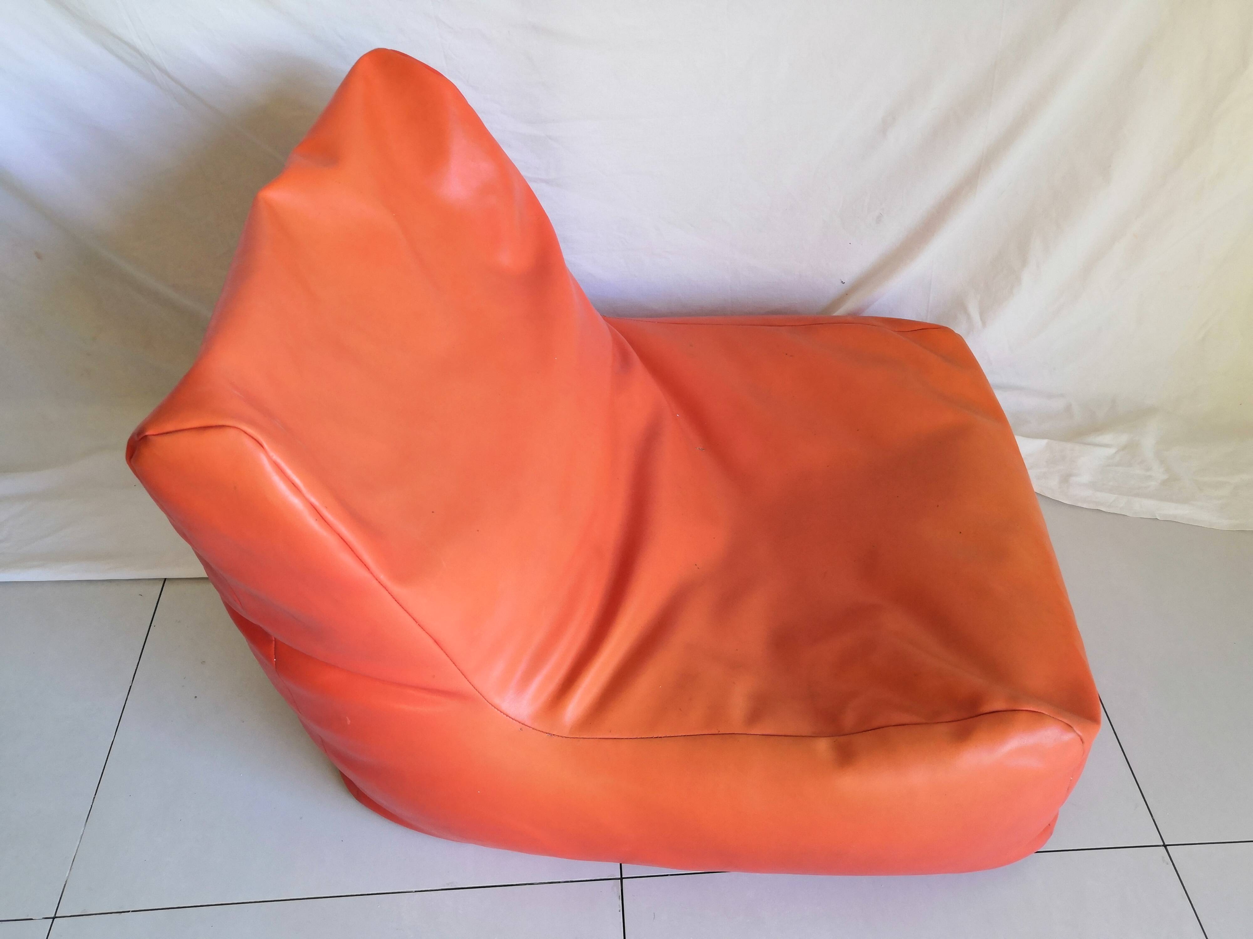 Armchair skaï orange 70s vintage