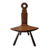 Stool Chair - 20th Century Brutalist Work - Stained Walnut