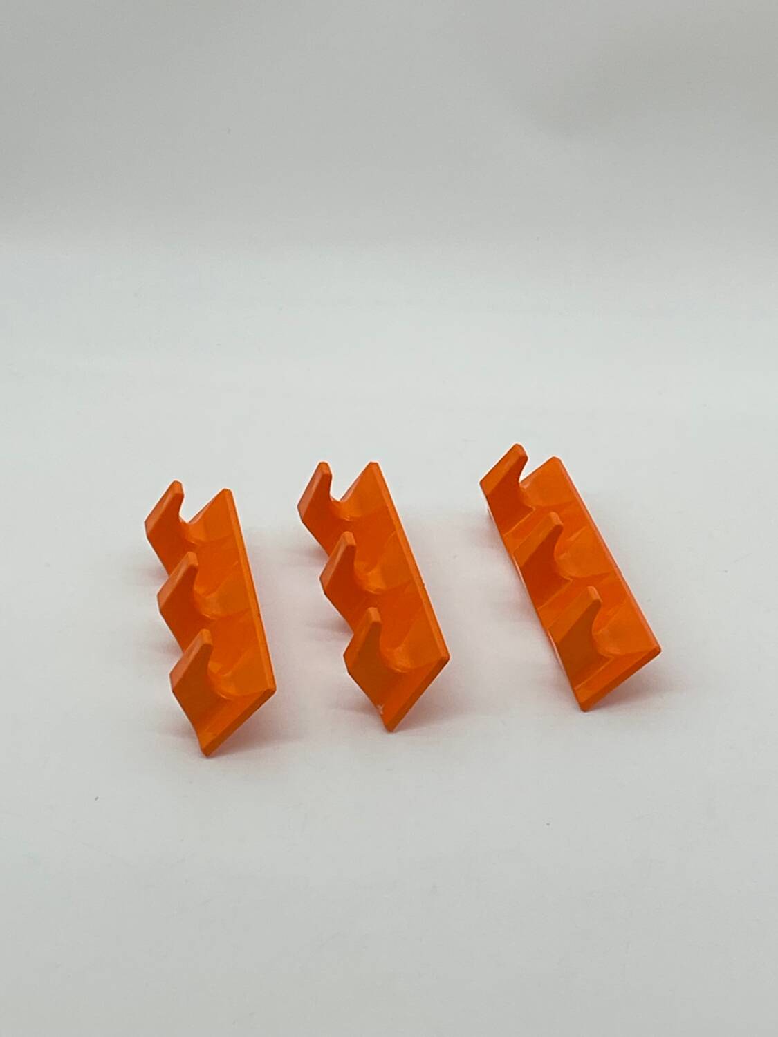 Set of tea towel hooks, vintage, kitchen, orange plastic
