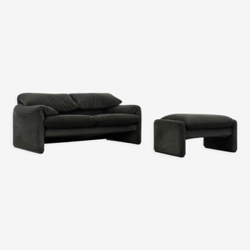 2-seater sofa & footstool maralunga by Vico Magistretti, Cassina