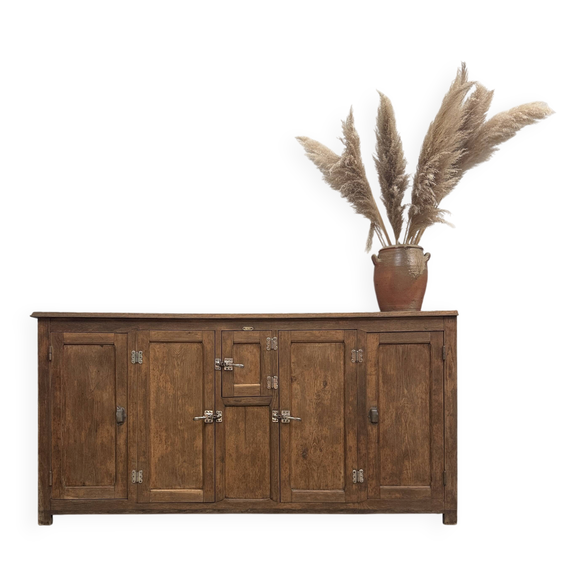 Old bar icebox in oak and zinc - sideboard (renovated)