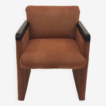 Fauteuil cube velours terracotta