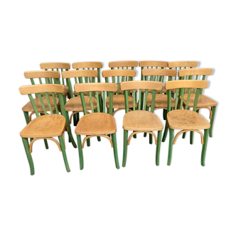 Series of 14 two-coloured bistro chairs