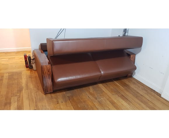 Art Deco Leather Convertible Sofa Selency, Leather Convertible Sofa