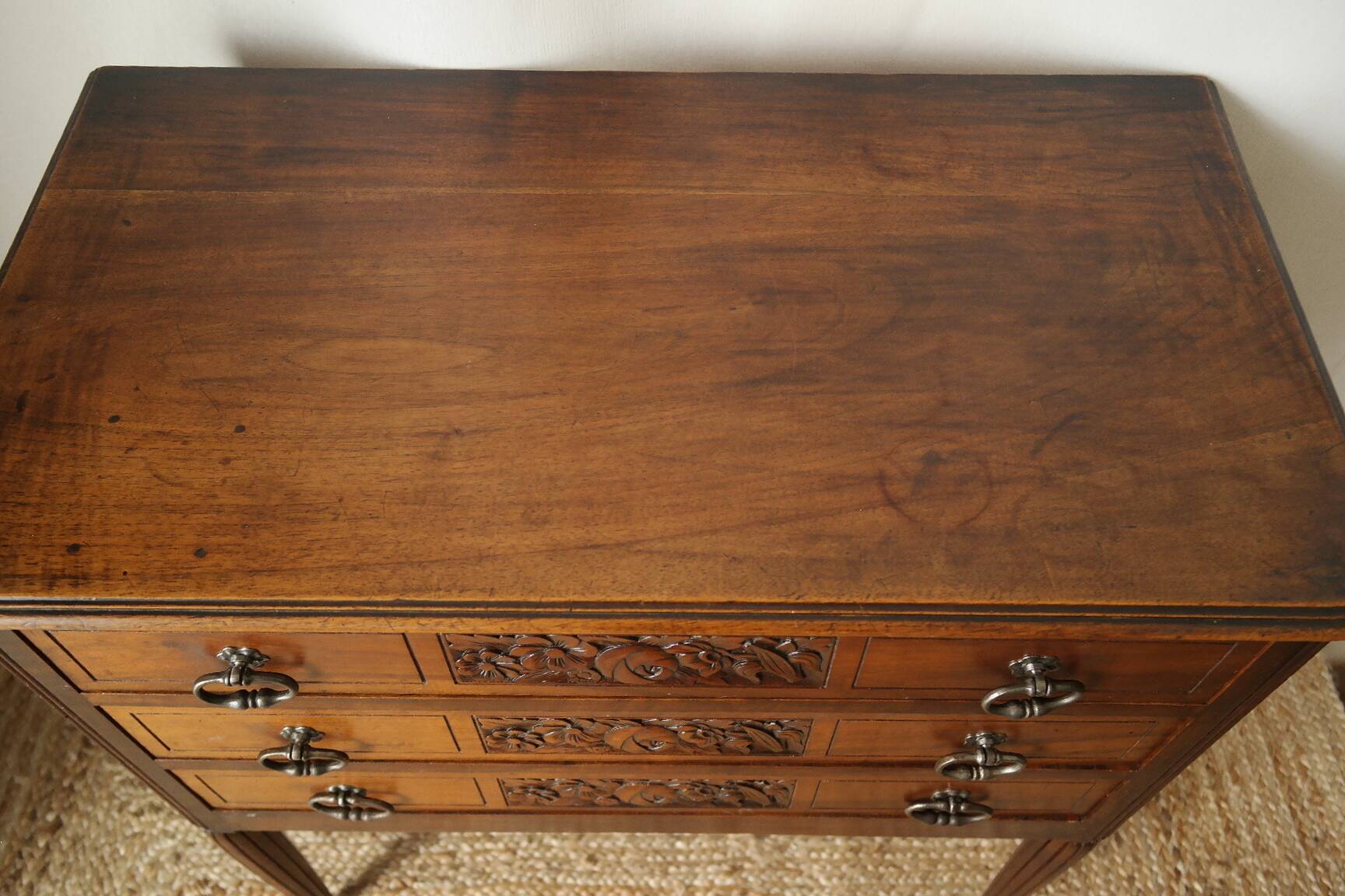 Solid walnut chest of drawers from the early 20th century.