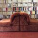 Canapé d'angle vintage modulable velour orange brûlé années 70