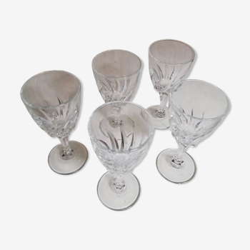 Set of five stemmed liqueur glasses